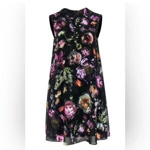 Ted Baker - Dark Floral Mock Neck Shift Dress size 0